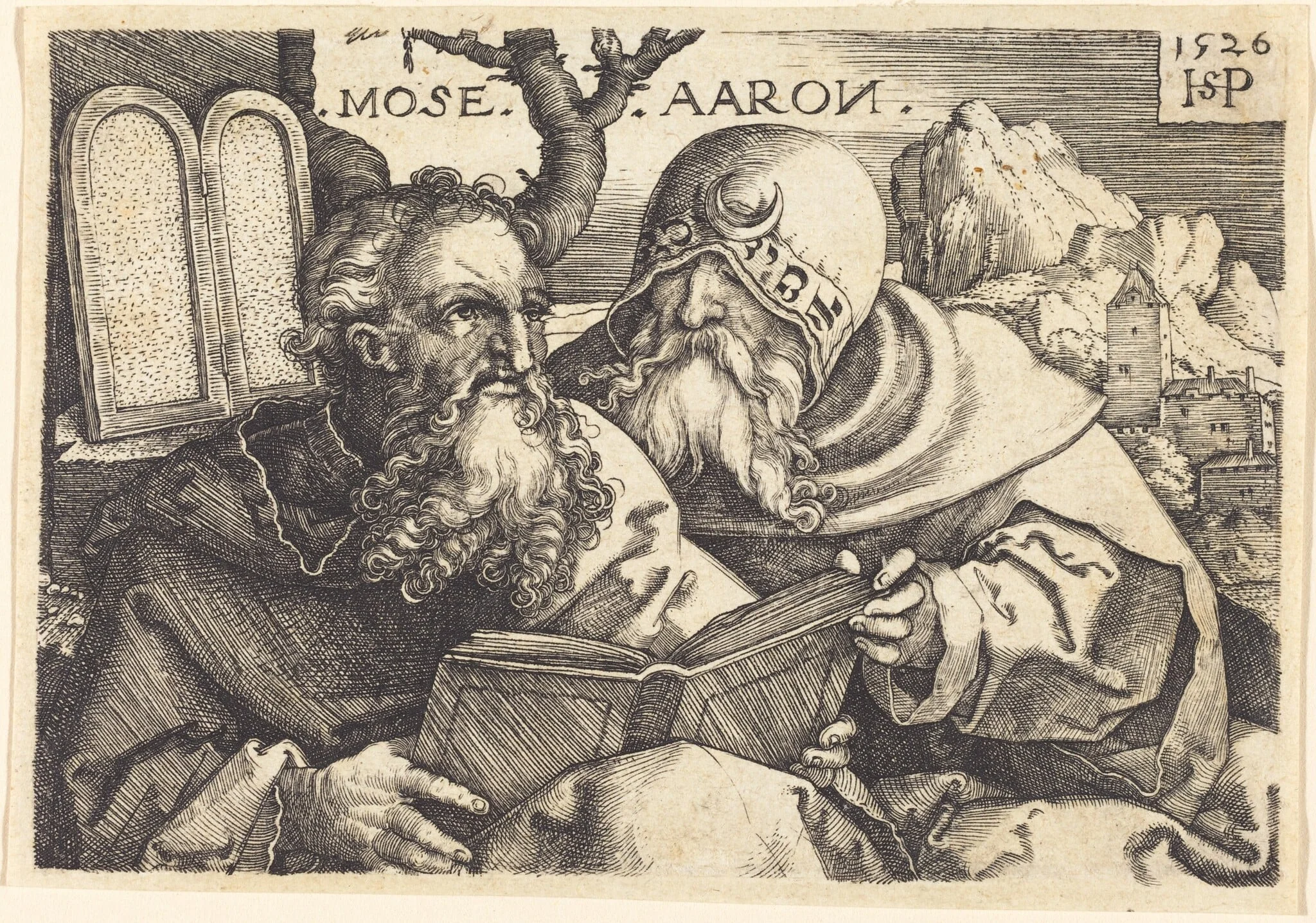 Moses and Aaron, by Sebald Beham, ink, 1526