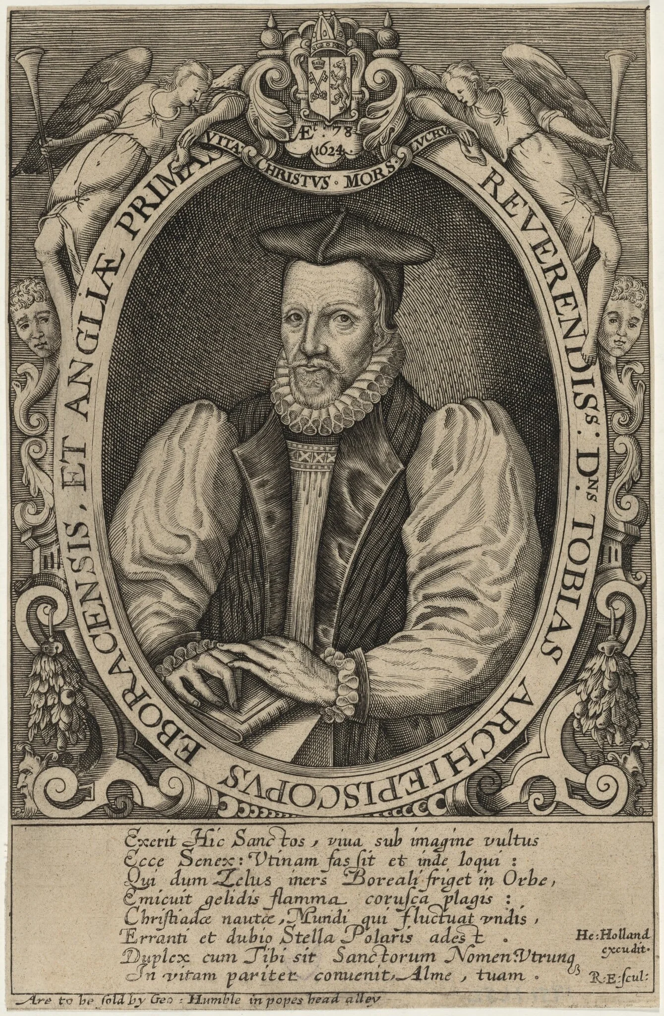 Tobias Matthew, D.D., Archbishop of York, by Renold Elstrack, ink, 1598