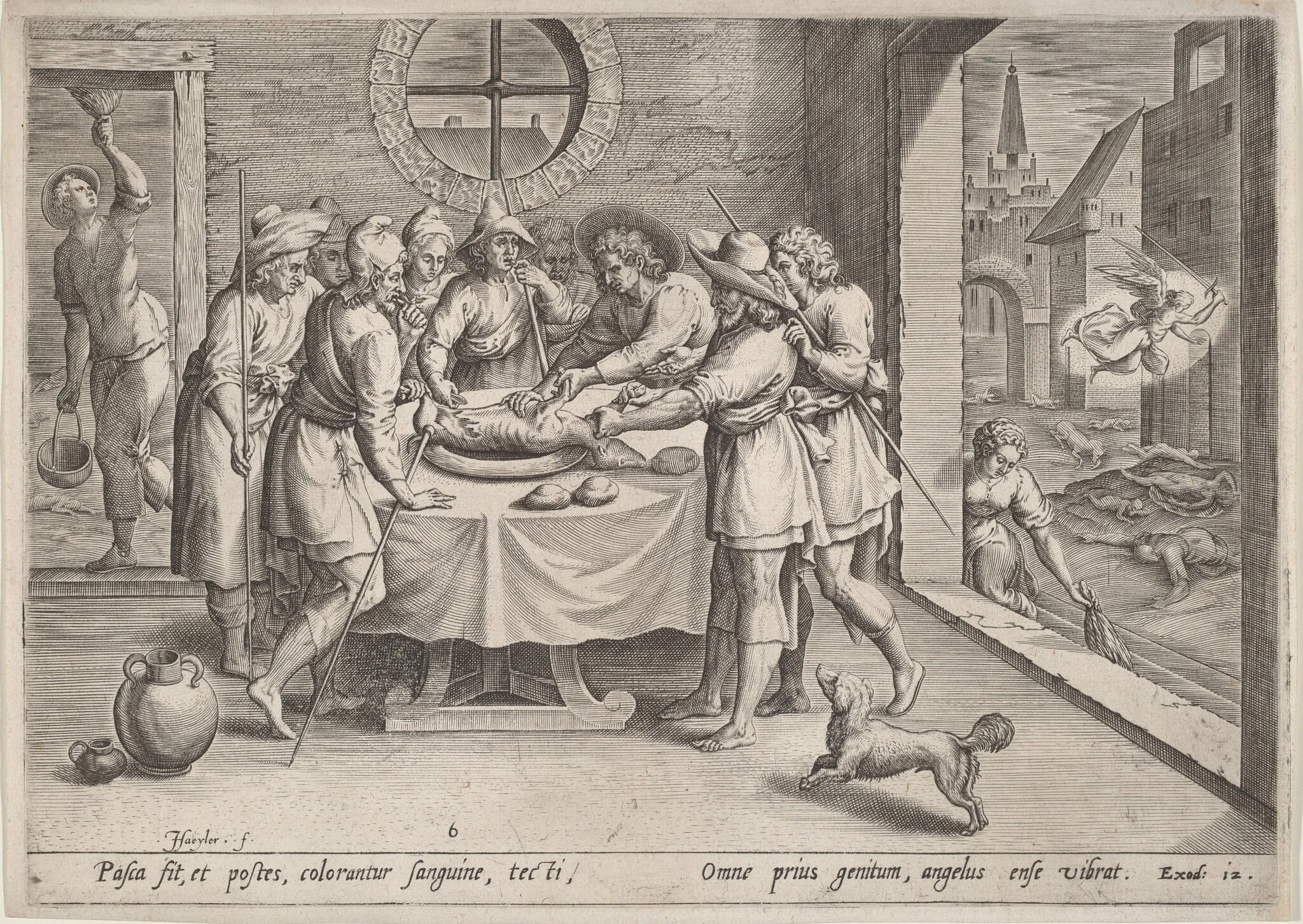 Preparation for the Passover, by Jan Sadeler I, ink, 1585