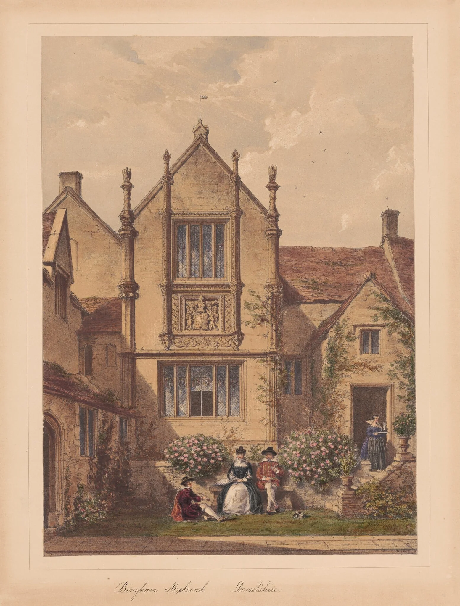 Bingham-Melcomb, Dorsetshire, by Joseph Nash, ink, 1849