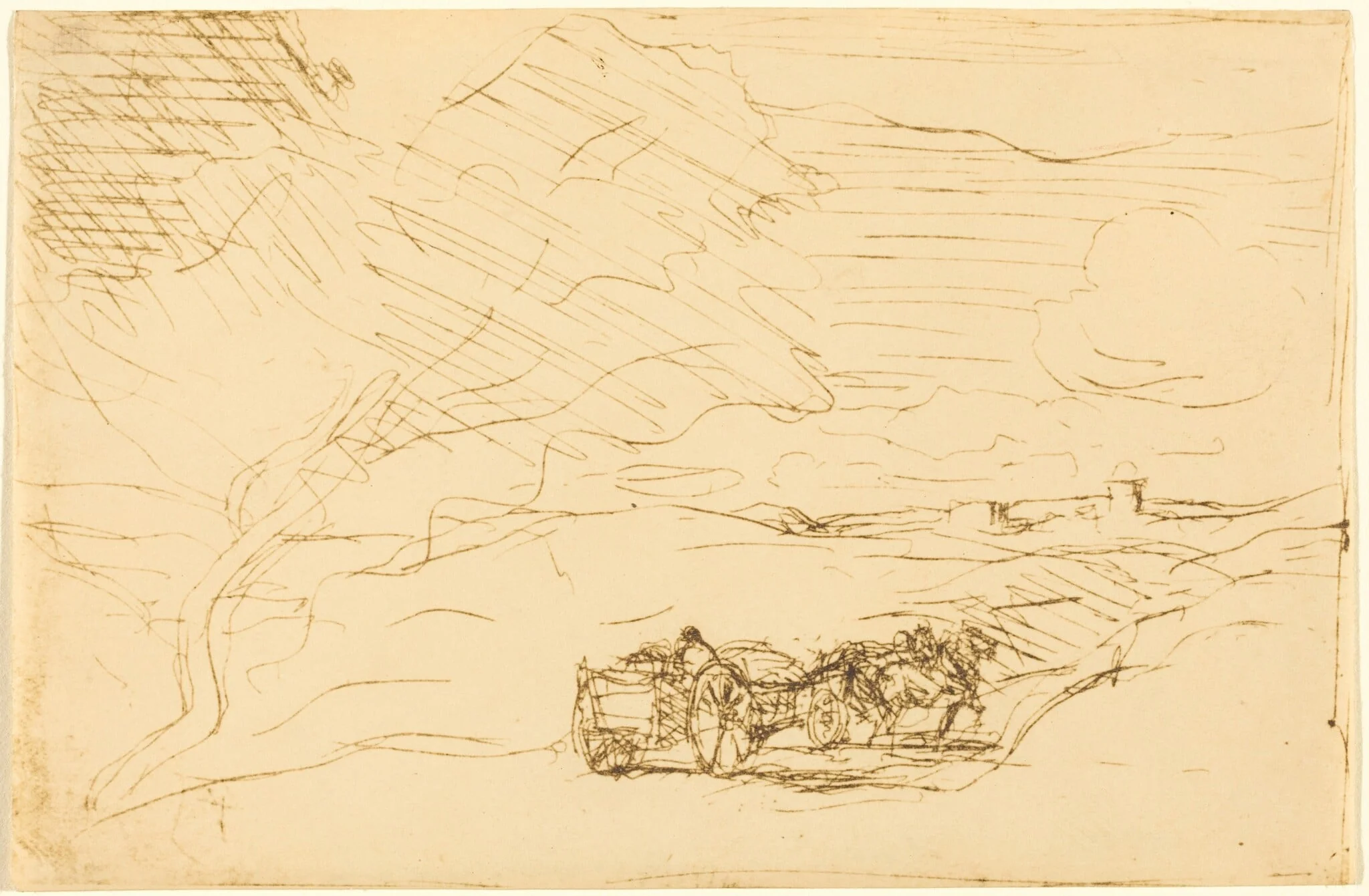 Wagon Going to Town (Le Charriot allant a la ville), by Jean Baptiste Camille Corot, 1860