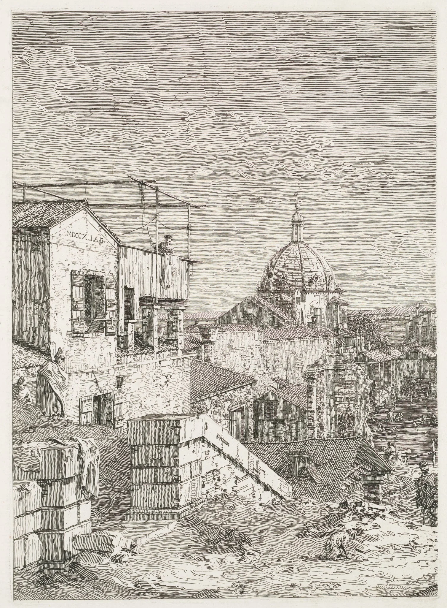 Views:  La Maison a l'inscription, by Canaletto, 1740
