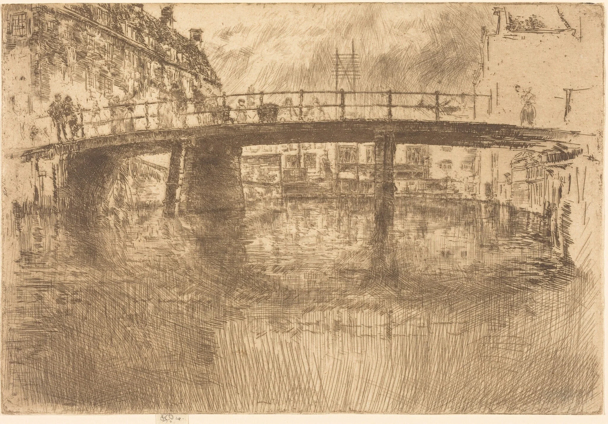 Bridge, Amsterdam, by James McNeill Whistler, ink, 1889