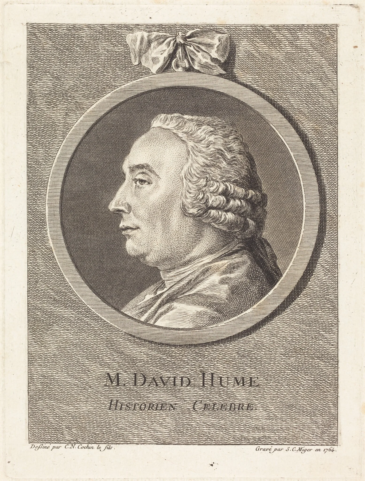 M. David Hume, by Simon Charles Miger, ink, 1764