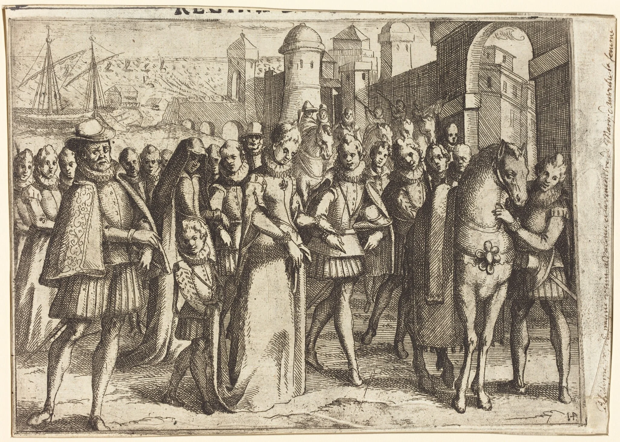 Arrival at Valencia [recto], by Jacques Callot, ink, 1612