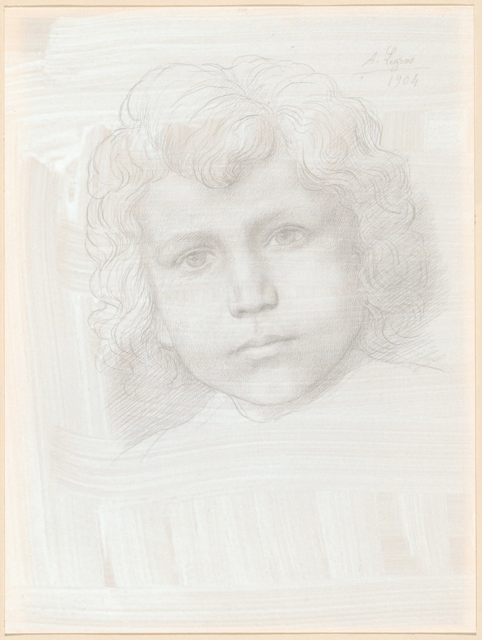 Study of Cupid (Head of a Girl), by Alphonse Legros, gold, 1904