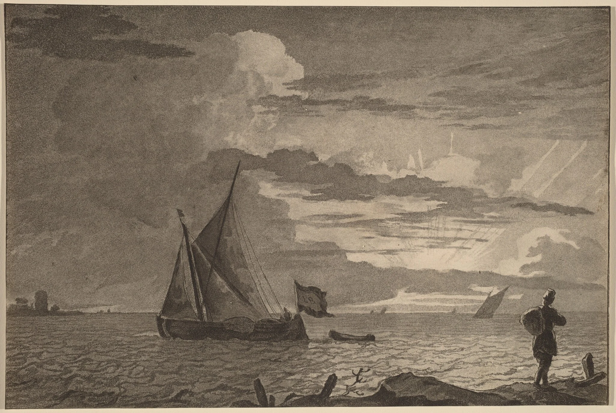 Fisherman with Pack over His Shoulder