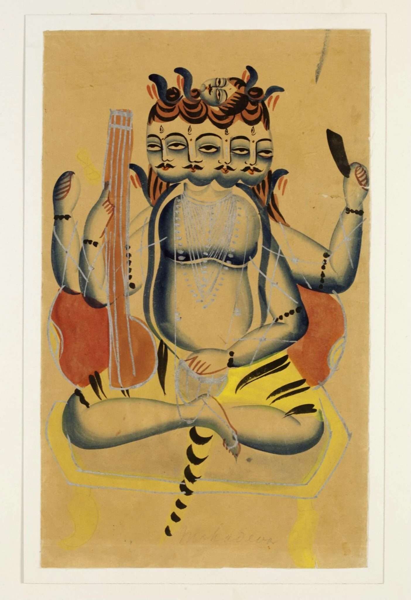 Shiva Panchanana, by Unknown, paint, 1885