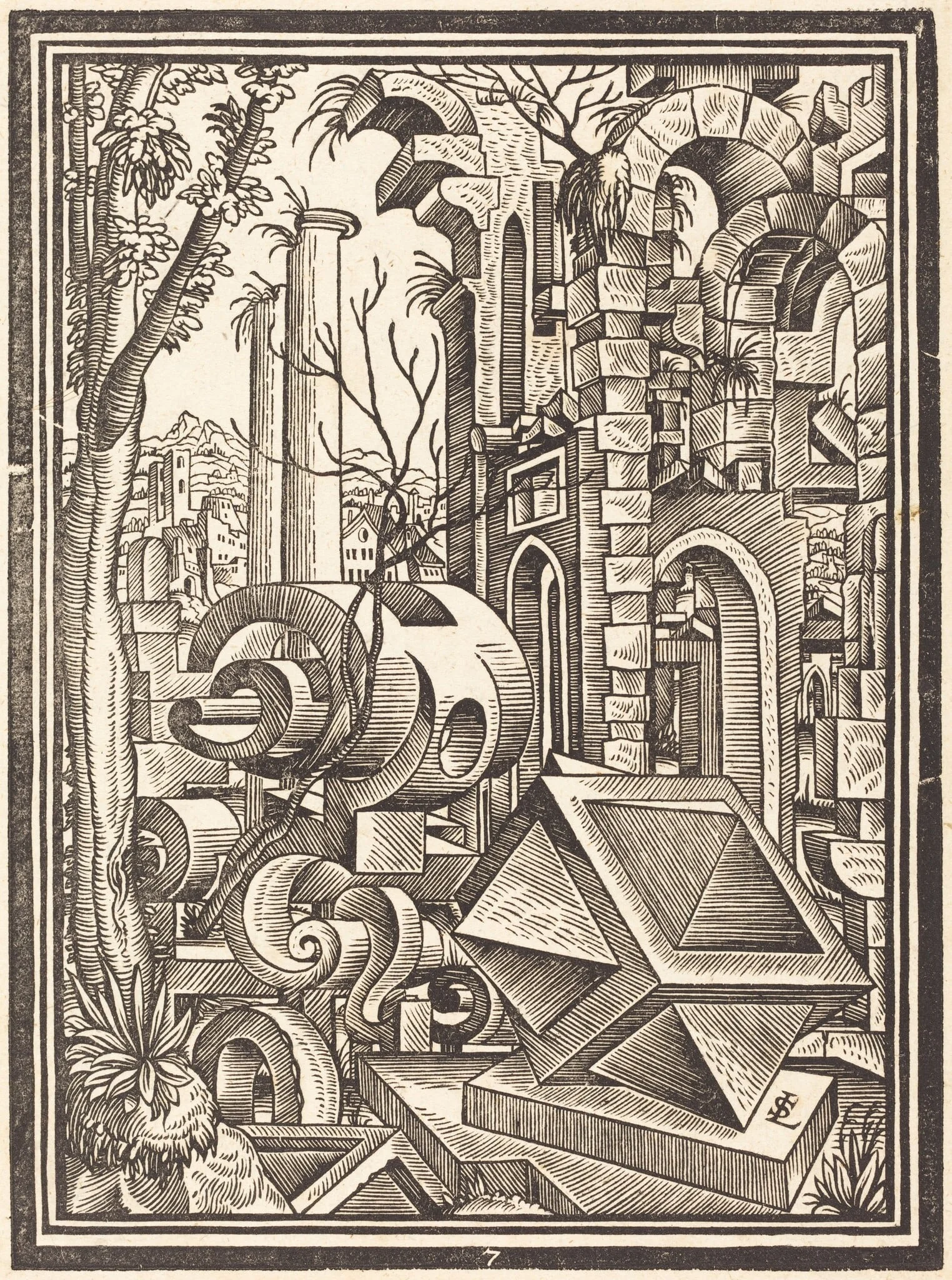 Fantasy of Perspectival Forms Set among Ruins