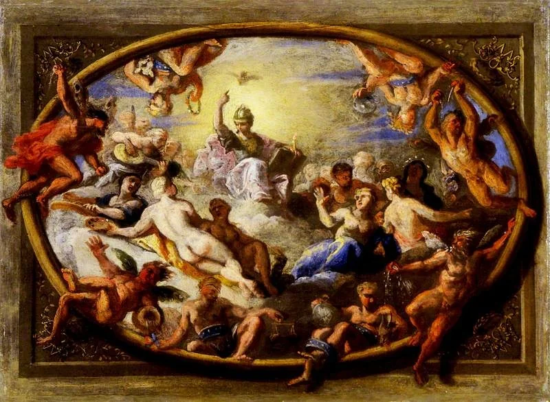 Minerva with Allegorical Figures of the Arts and Sciences (sketch for the ceiling of the Banqueting House, Hampton Court Palace)