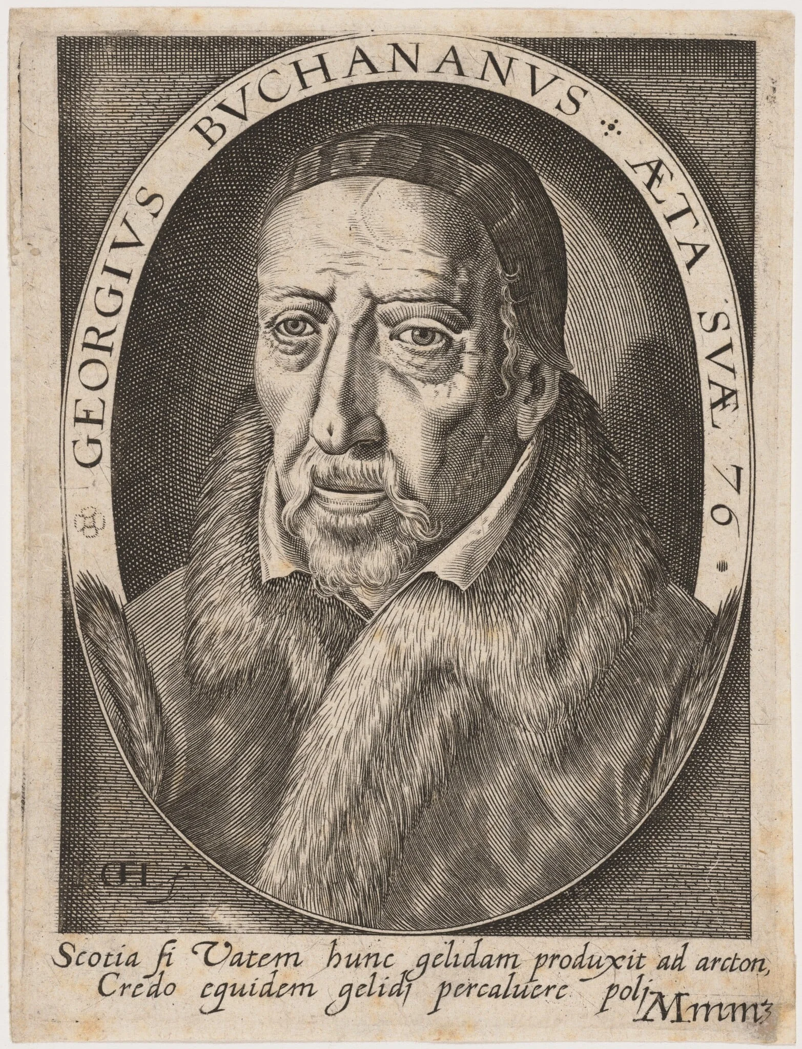 George Buchanan, by Jacques Granthomme, ink, 1650
