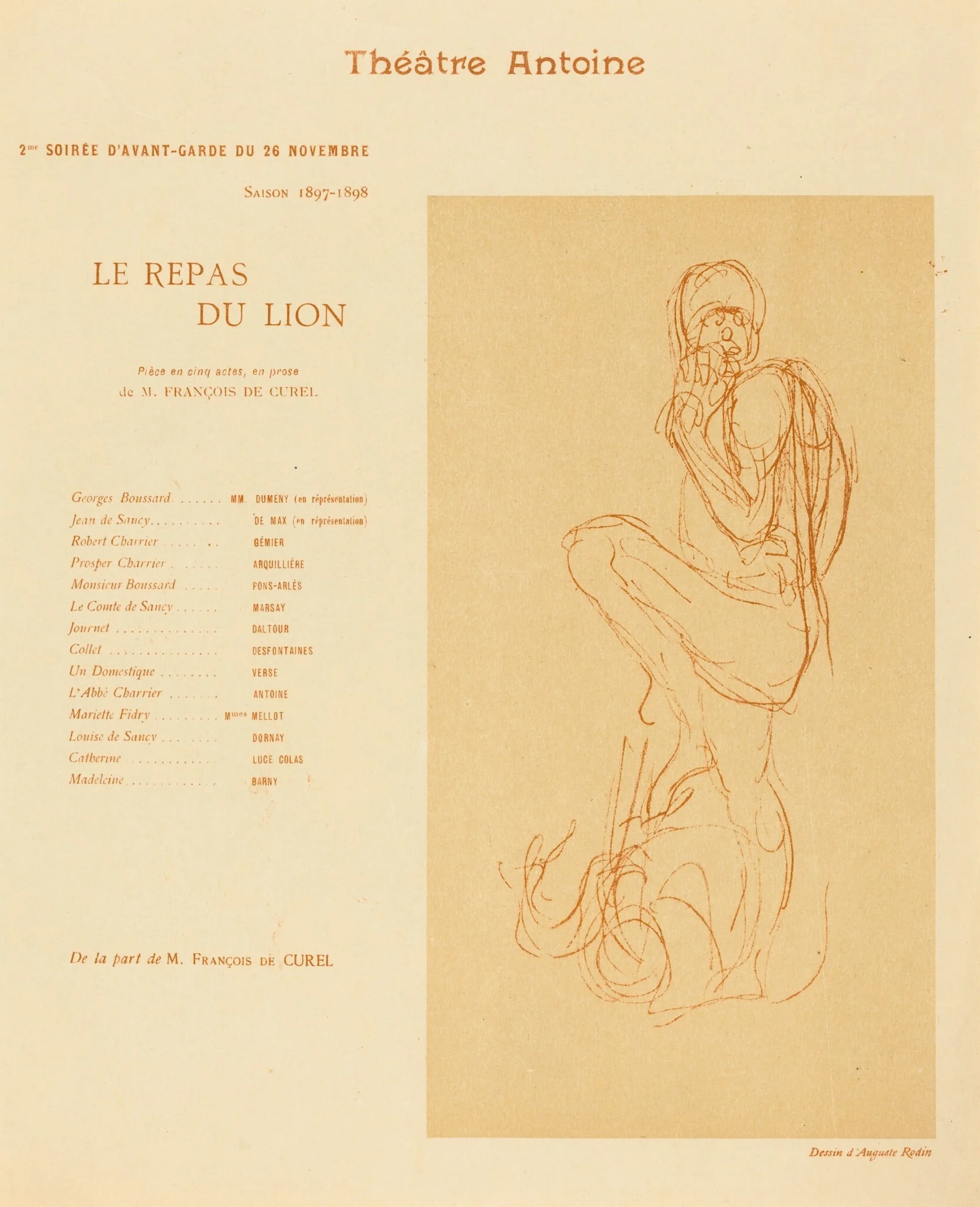 Le Repas du lion, by French 19th Century, ink, 1897