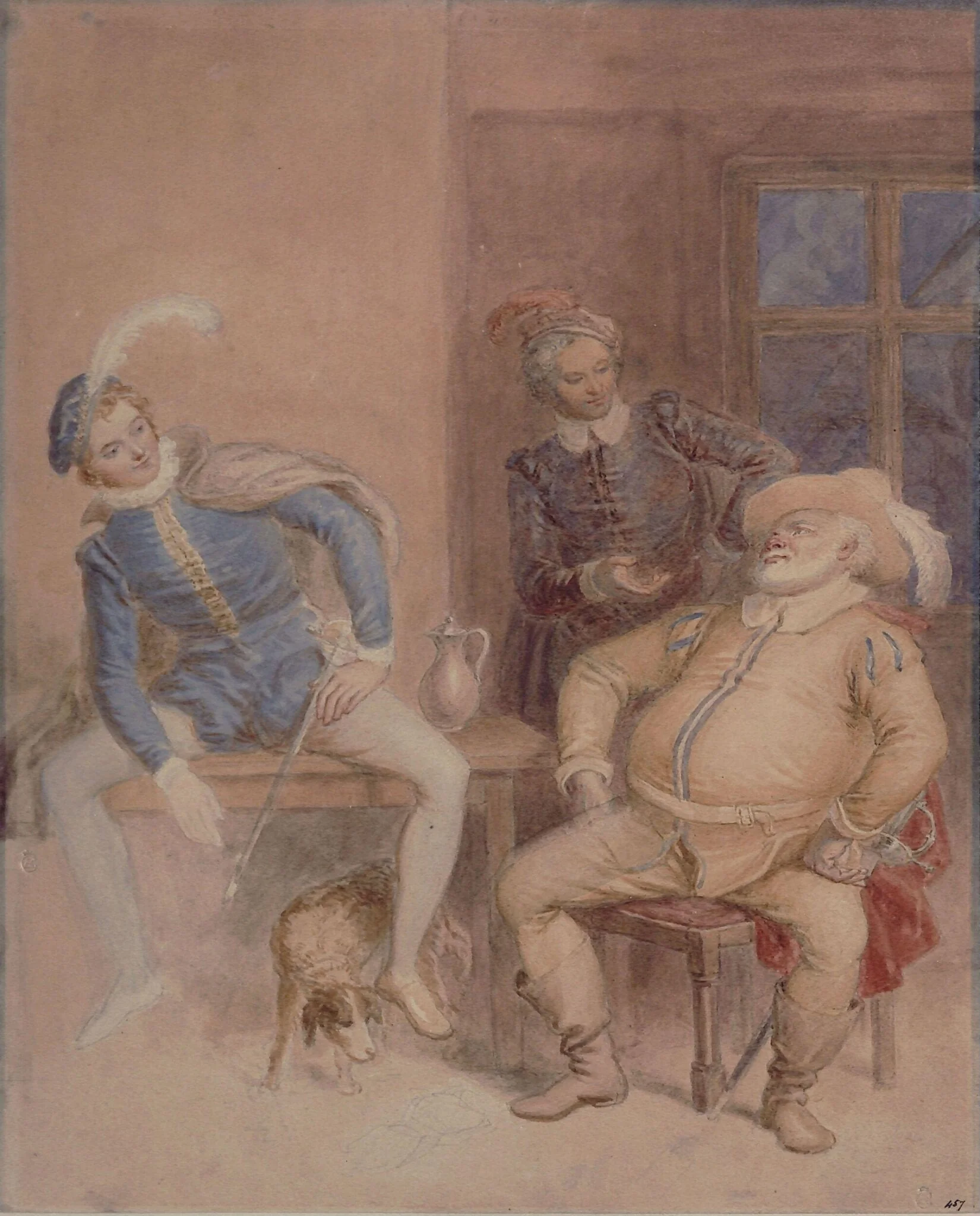 Falstaff, Prince Henry and Poins, by John Masey Wright, watercolor, 1850