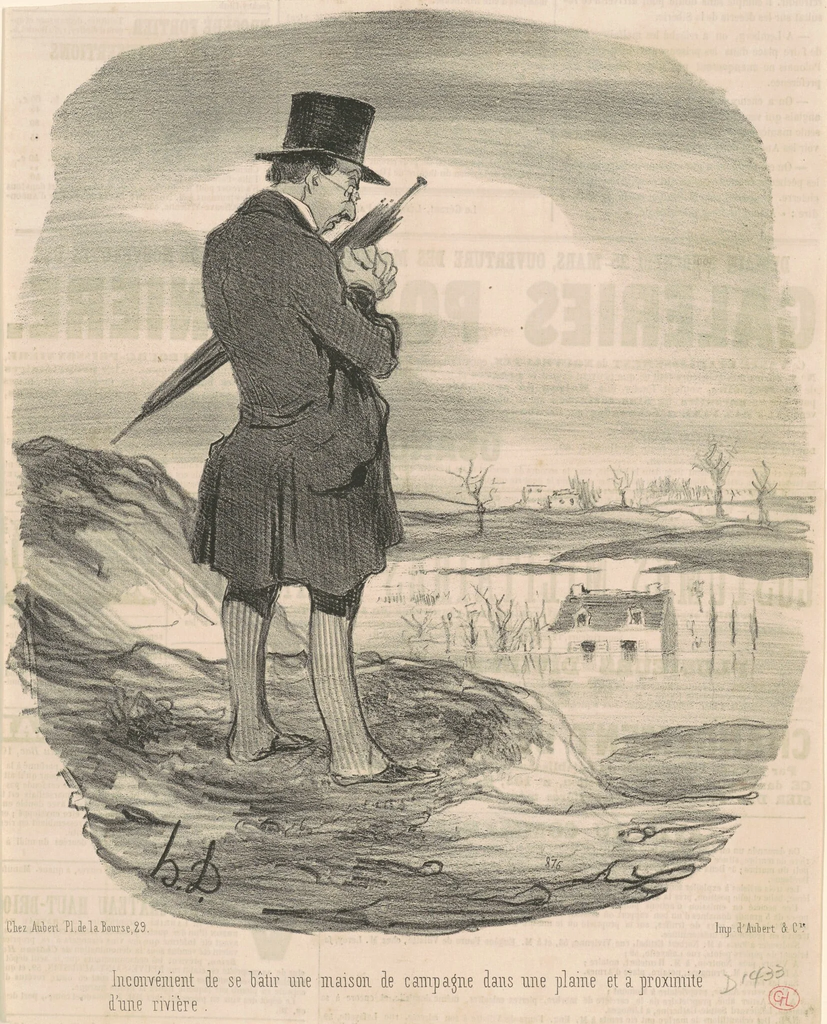 In convénient de se batir une maison de campagne ..., by Honoré Daumier, ink, 1846