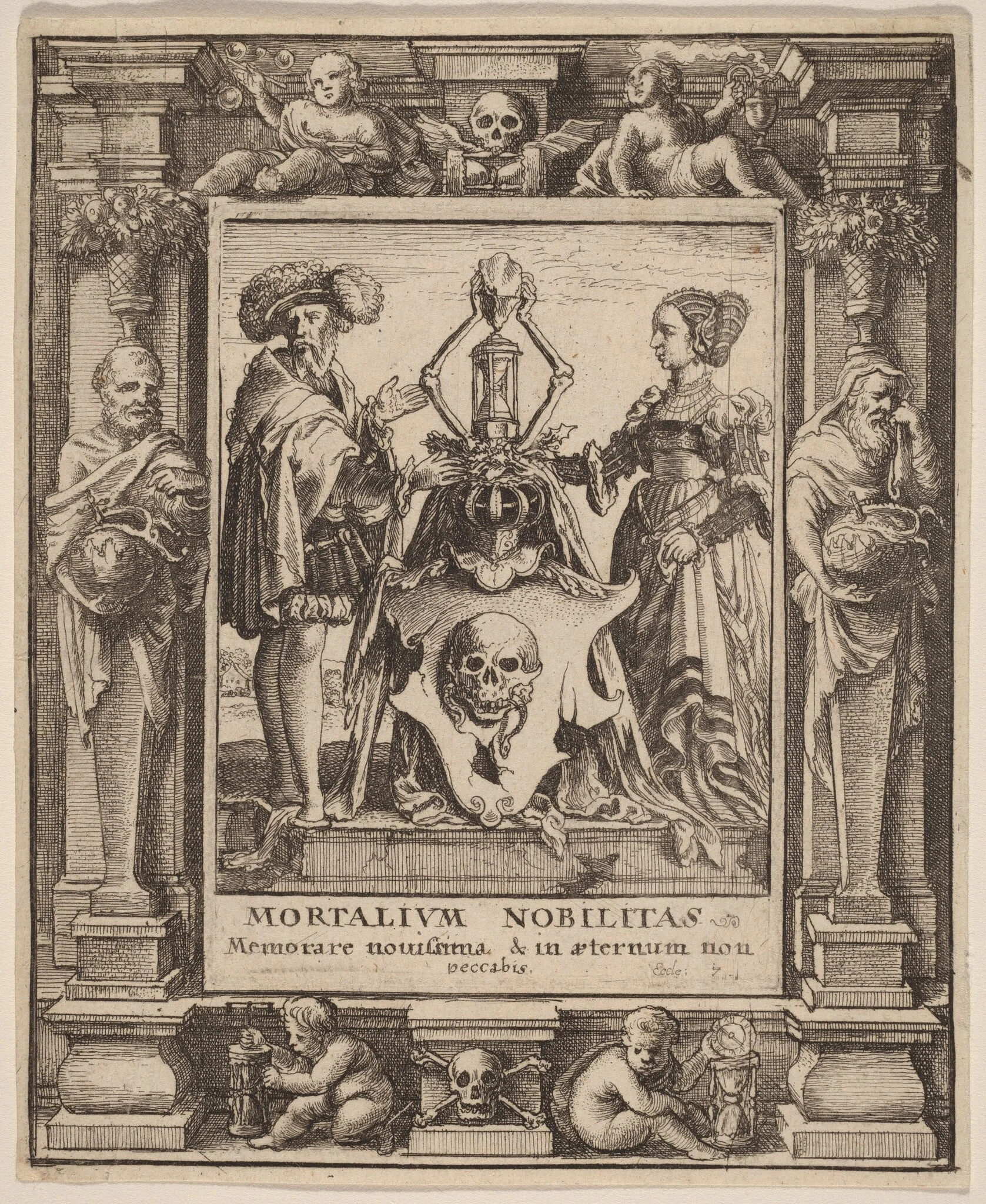 Death's Coat of Arms, by Wenceslaus Hollar, ink, 1651