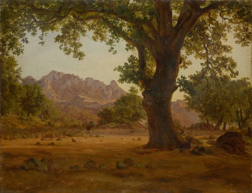 Oak Tree in a Mountainous Landscape