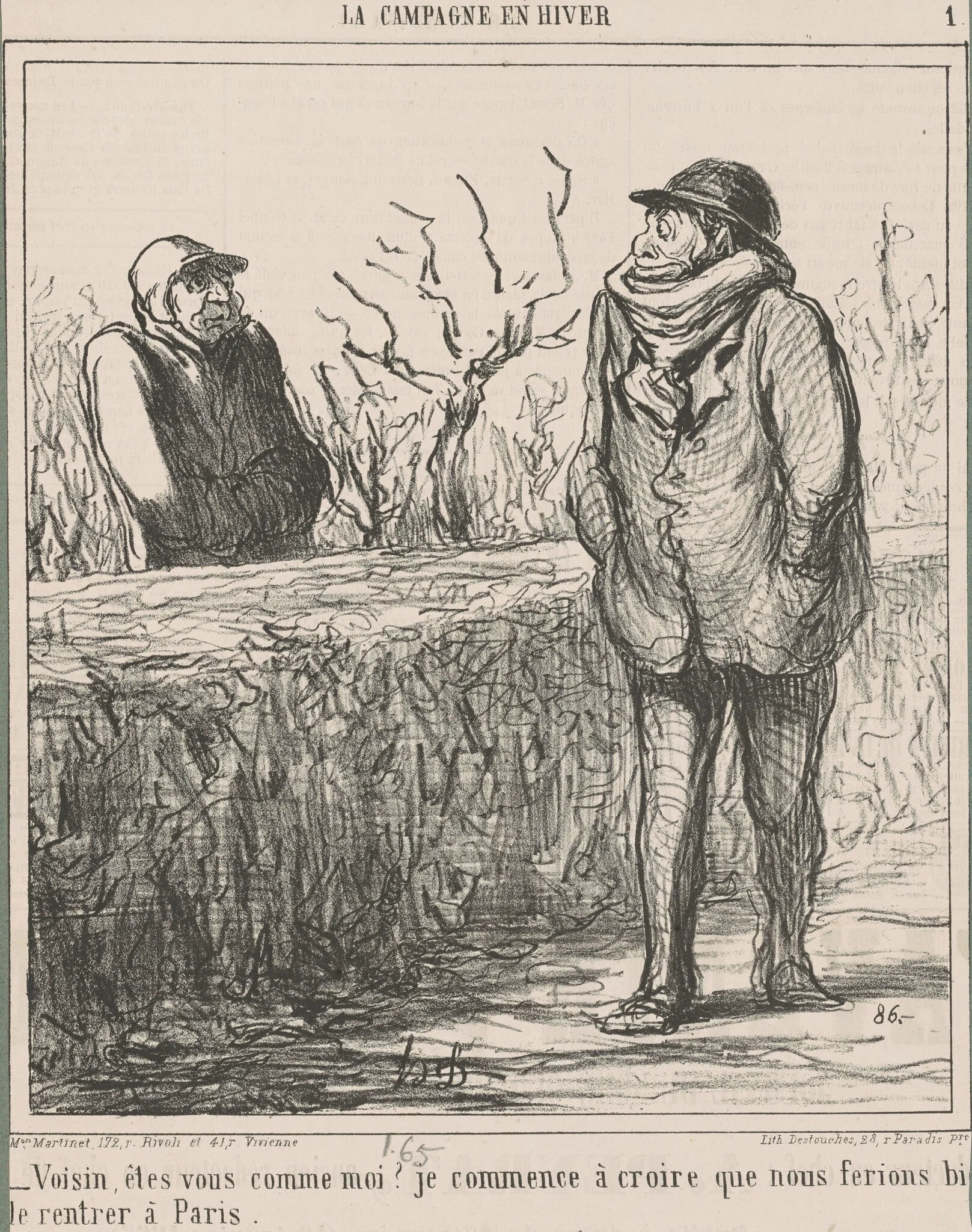 Voisin, êtres-vous comme moi? ..., by Honoré Daumier, ink, 1865