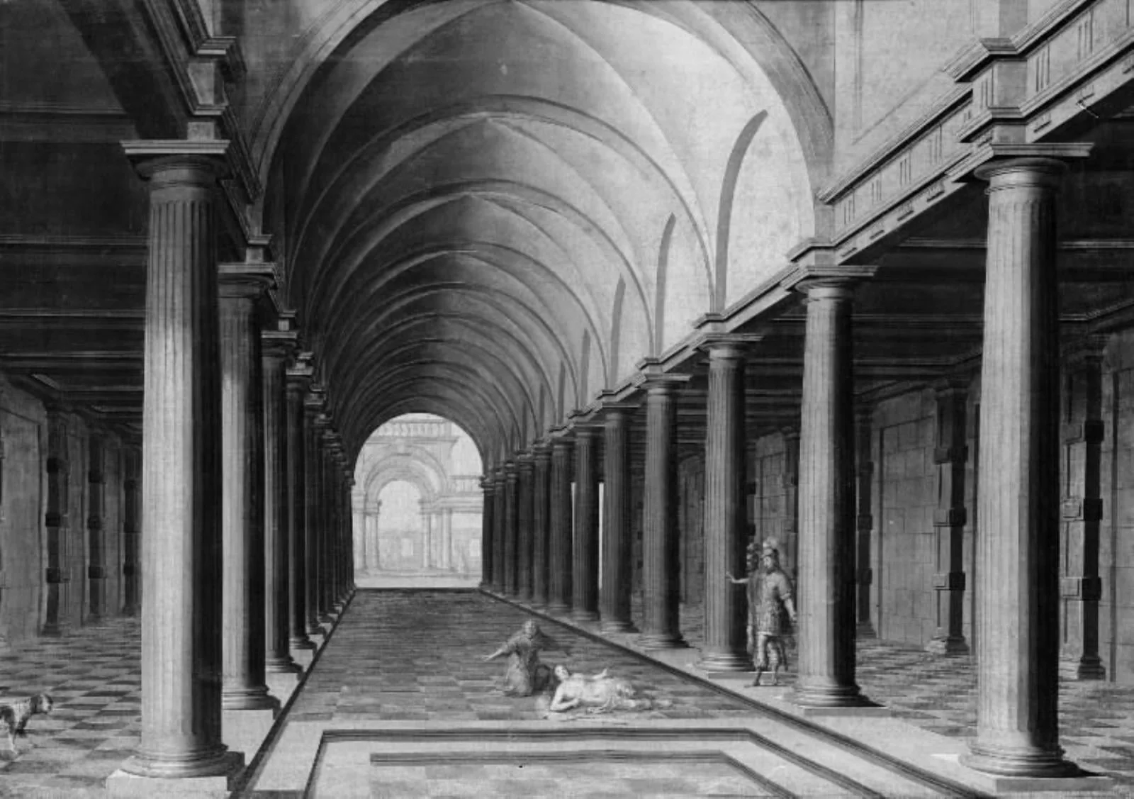 Peristyle with Lucrece, by Unknown, 1630