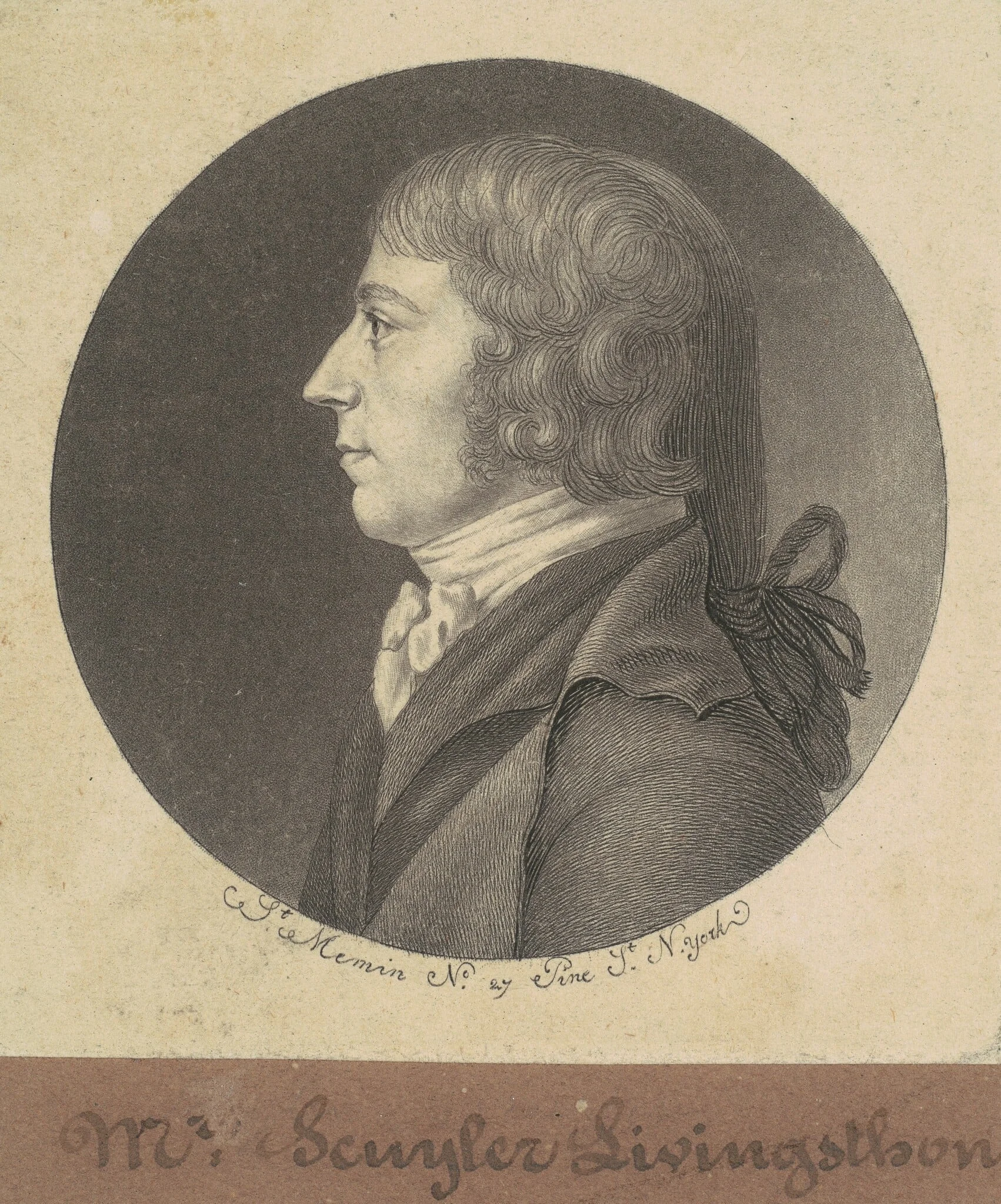 Peter Schuyler Livingston, by Charles Balthazar Julien Févret de Saint-Mémin, ink, 1797