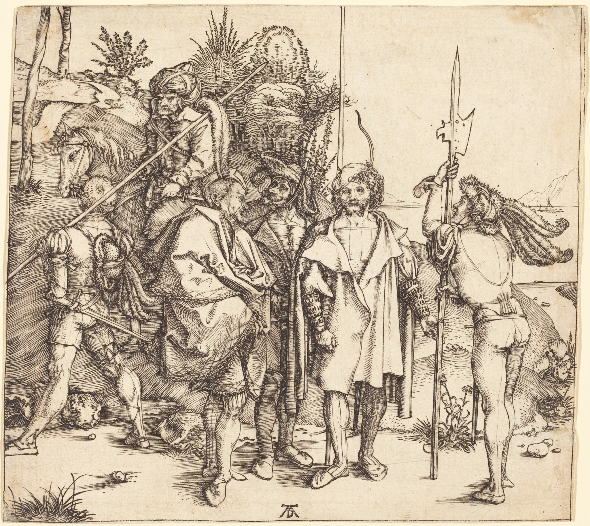 Five Soldiers and a Turk on Horseback