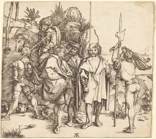 Five Soldiers and a Turk on Horseback
