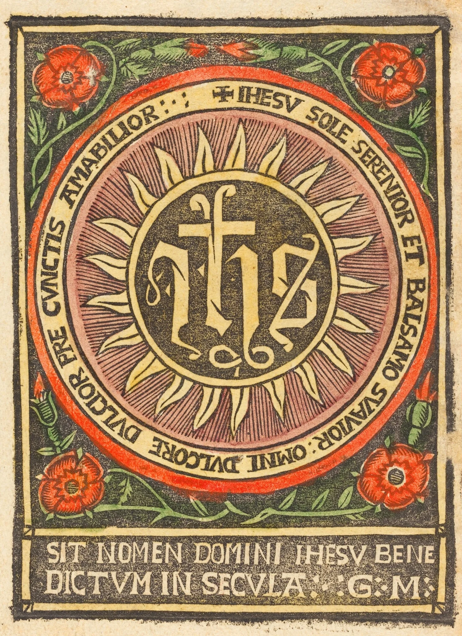 Monogram JHS in a Flaming Circle, by German 15th Century, ink, 1500