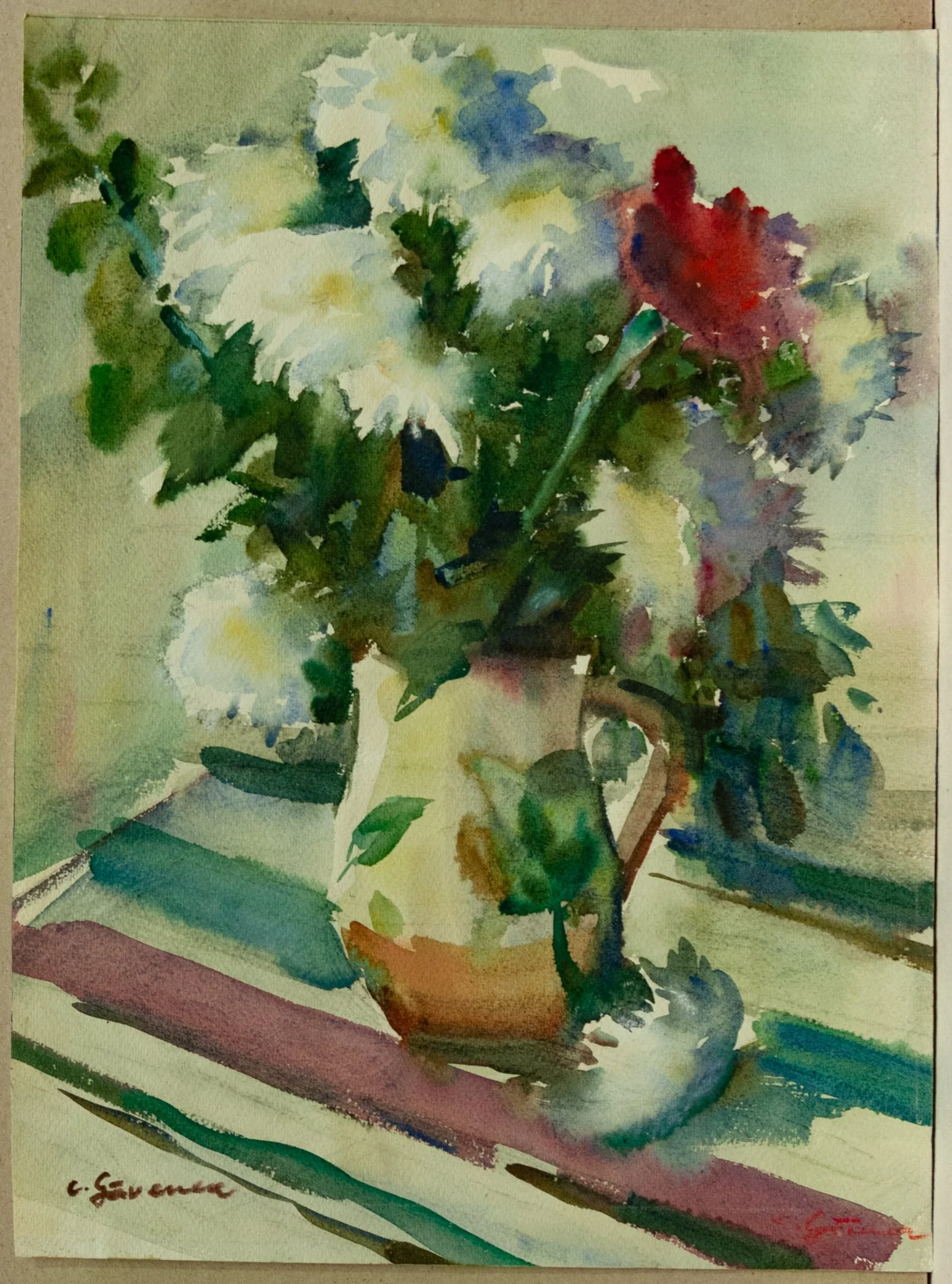 Vas cu crizanteme, by Constantin Găvenea, 1961