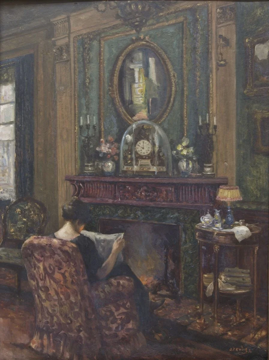 În fața șemineului, by Jean Neylies, unspecified, 1916