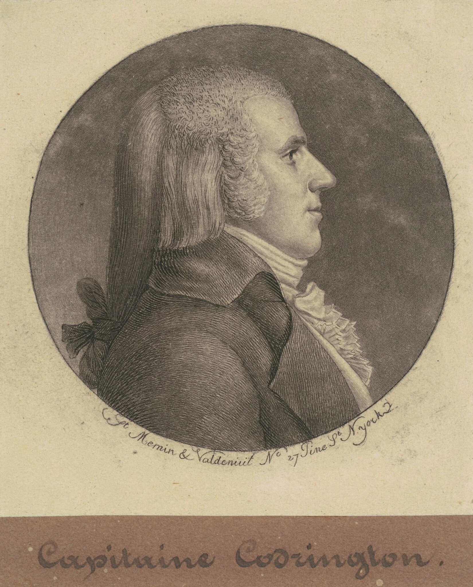 Captain Codrington, by Charles Balthazar Julien Févret de Saint-Mémin, ink, 1796