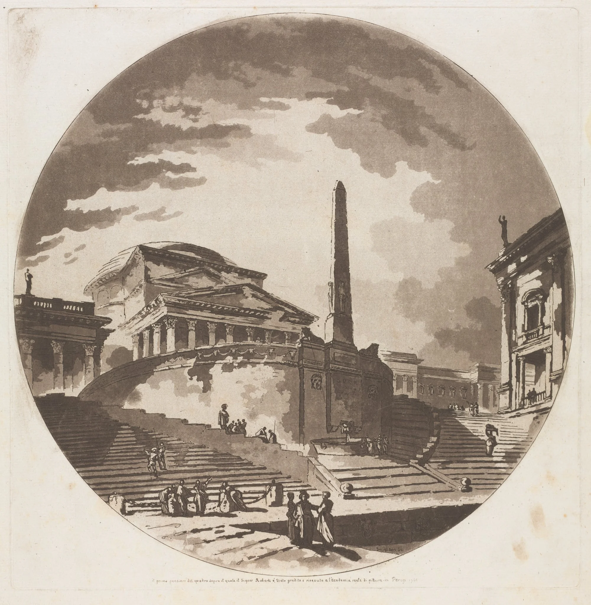 View of the Rotunda with Stairs on the Tiber, by Jean-Claude Richard de Saint-Non, 1766