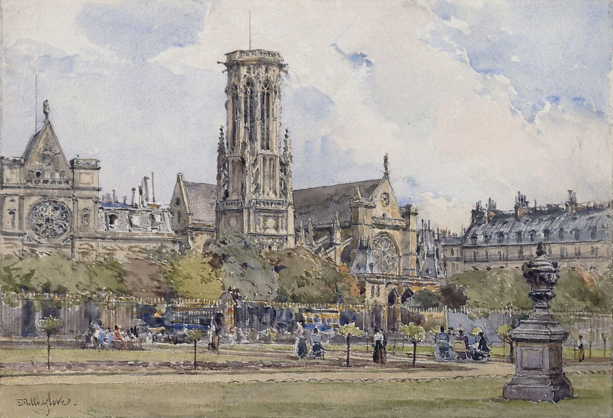 Watercolour, St Germain l'Auxerrois, Paris