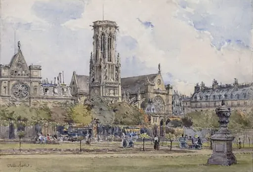 Watercolour, St Germain l'Auxerrois, Paris