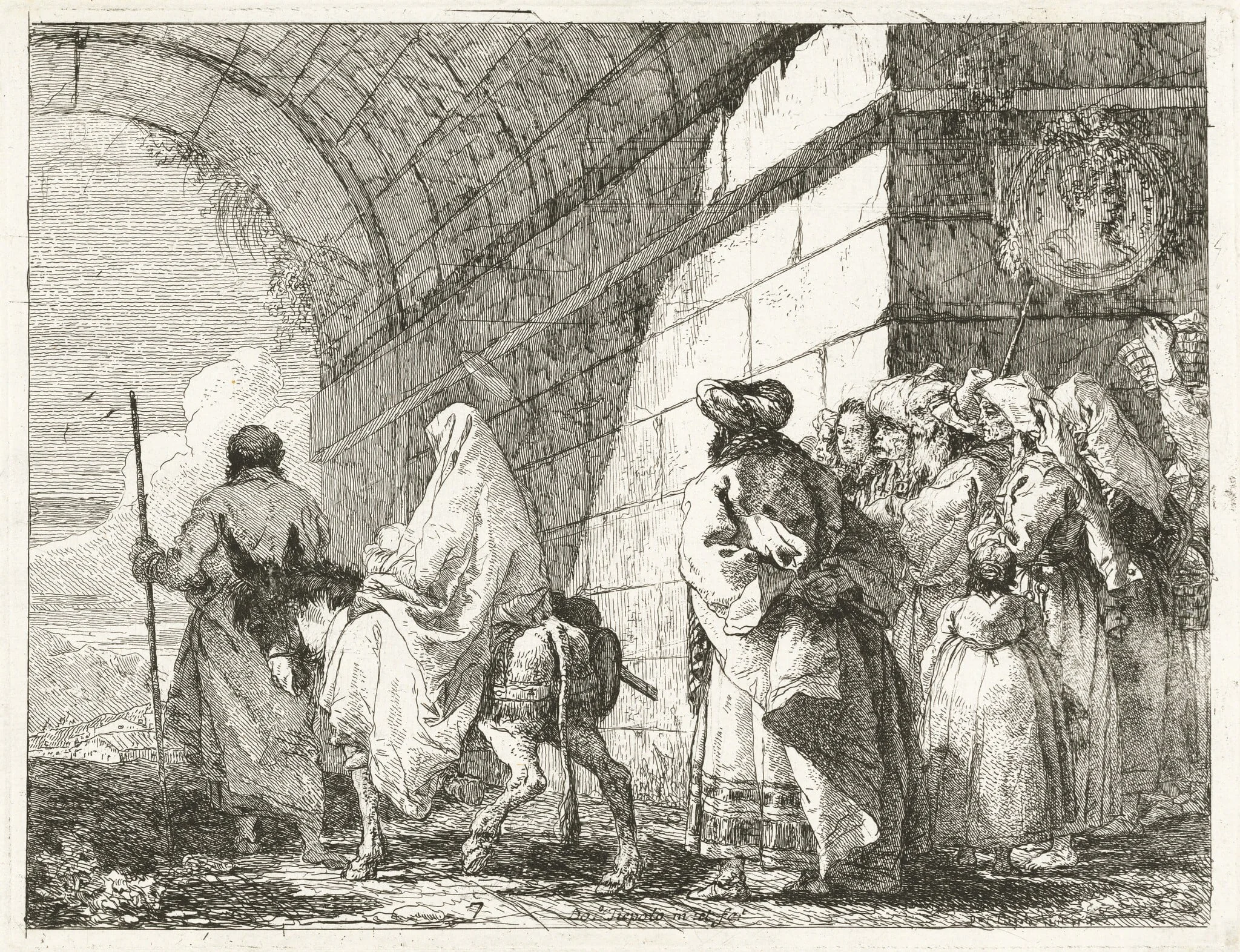 The Holy Family Passes under a City Arch, by Giovanni Domenico Tiepolo, ink, 1753