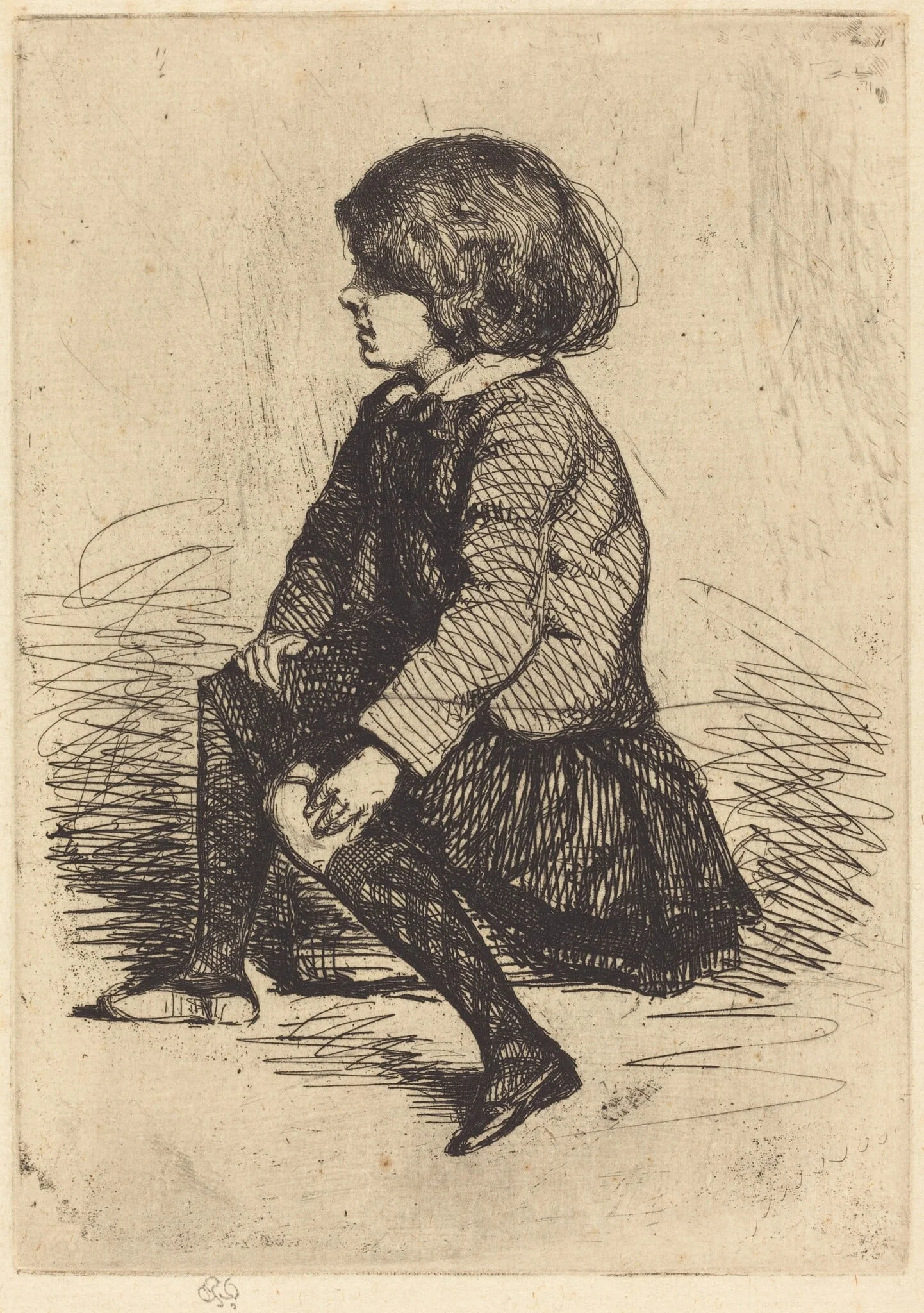 Seymour, Seated, by James McNeill Whistler, ink, 1868