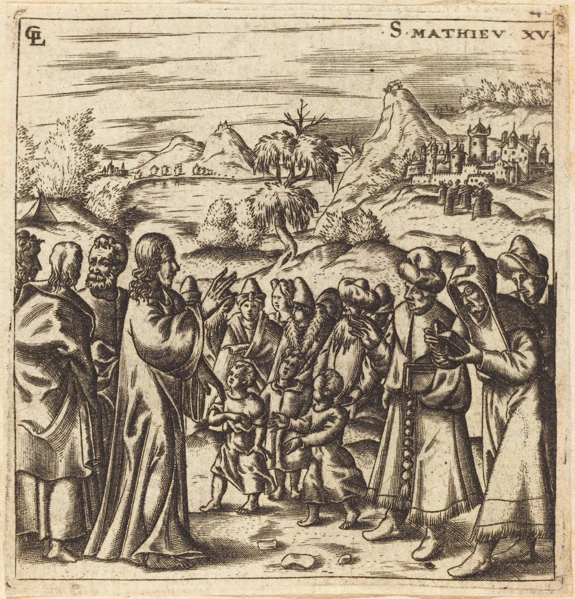 Christ Rebukes the Scribes and Pharisees, by Léonard Gaultier, ink, 1578