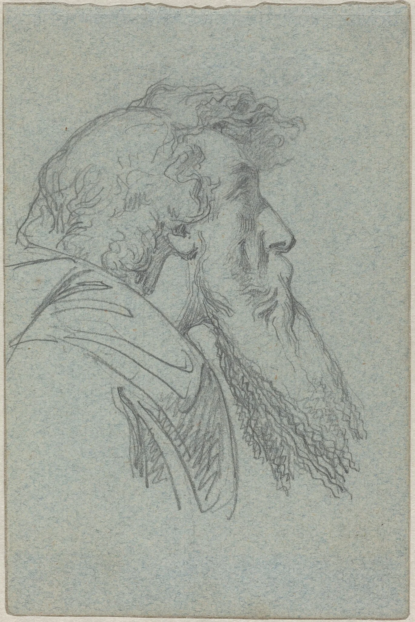 Bearded Man Looking Up
