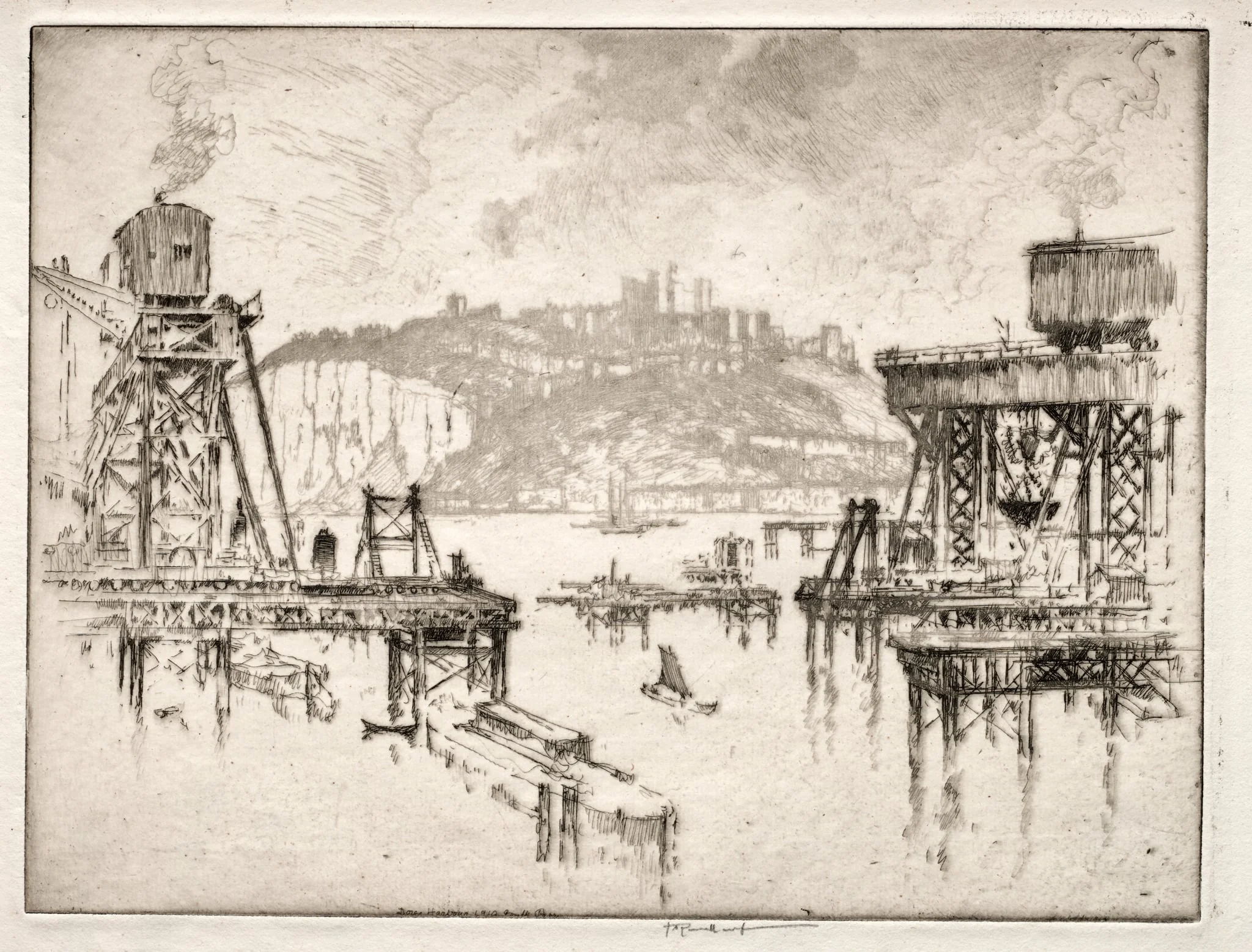 Building Dover Pier, by Joseph Pennell, 1910