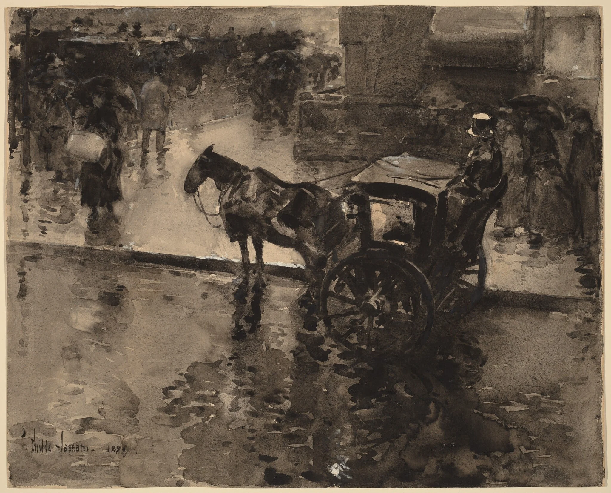 The Up-Tide on the Avenue, by Childe Hassam, 1890