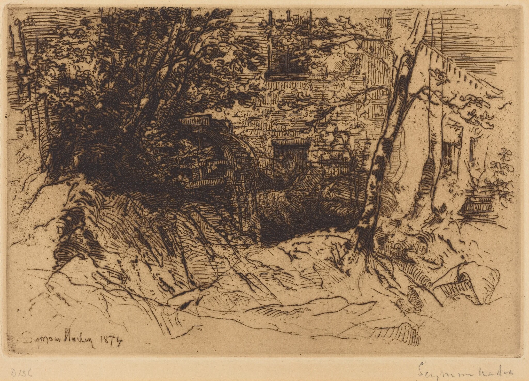The Mill-Wheel, by Francis Seymour Haden, ink, 1874