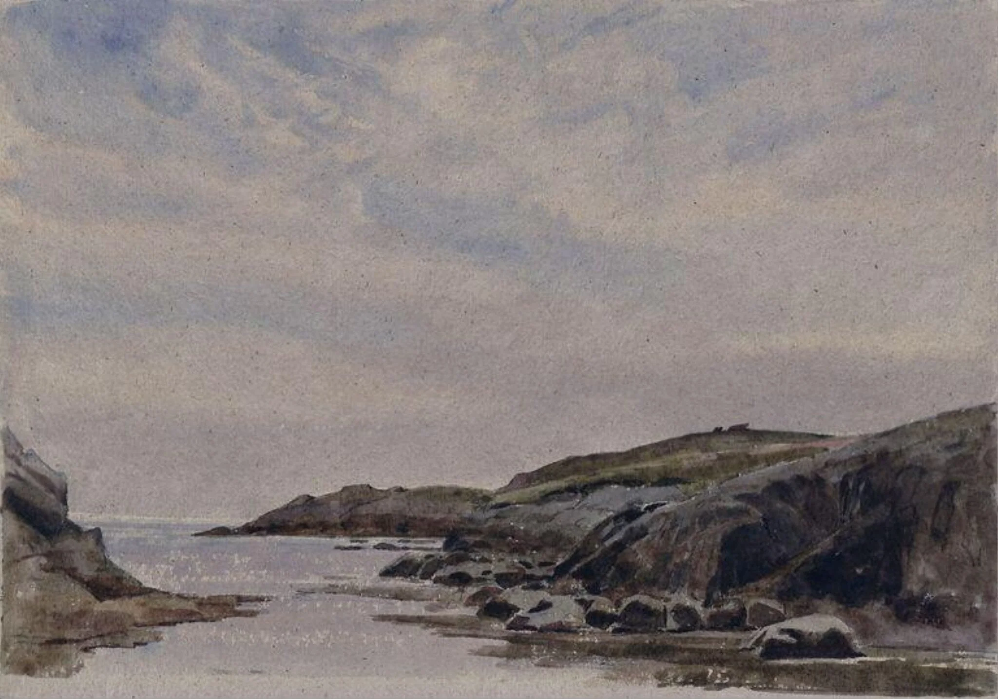 Rhoscolyn, Anglesey, by Lintott, watercolor, 1950