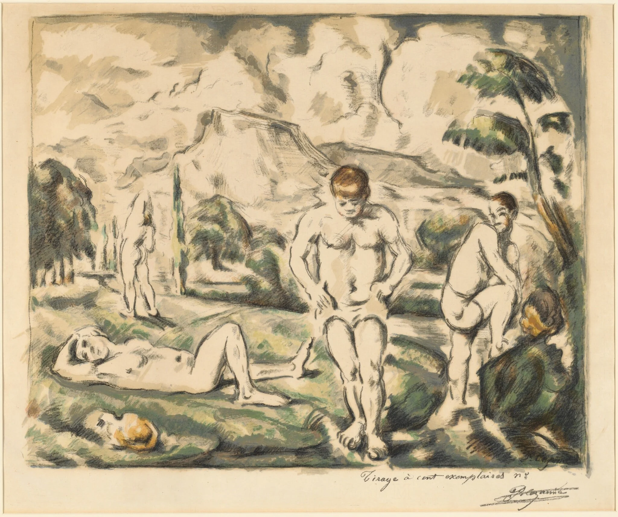 The Bathers (Large Plate), by Paul Cezanne, ink, 1896