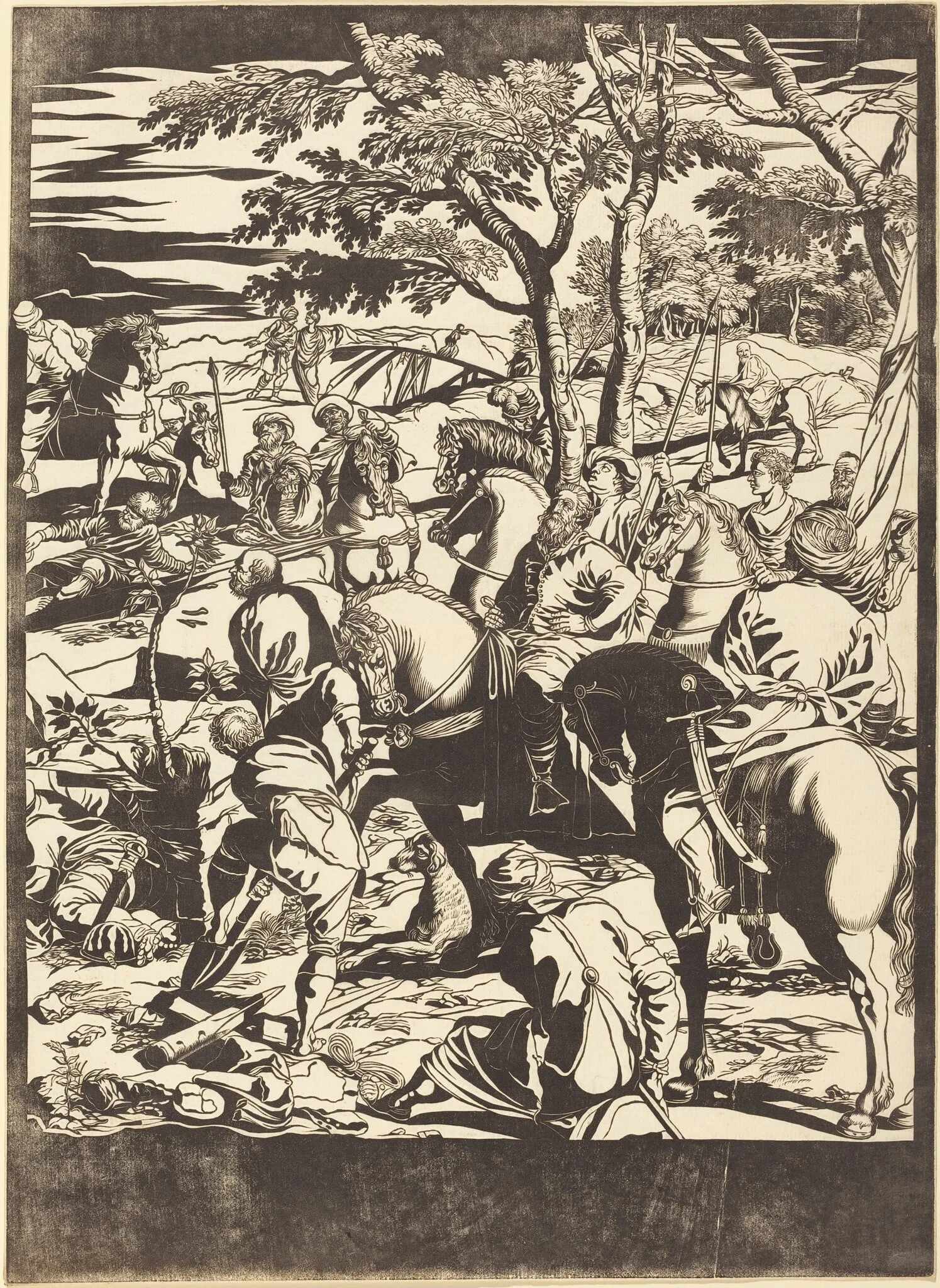 The Crucifixion [right plate], by John Baptist Jackson, ink, 1741
