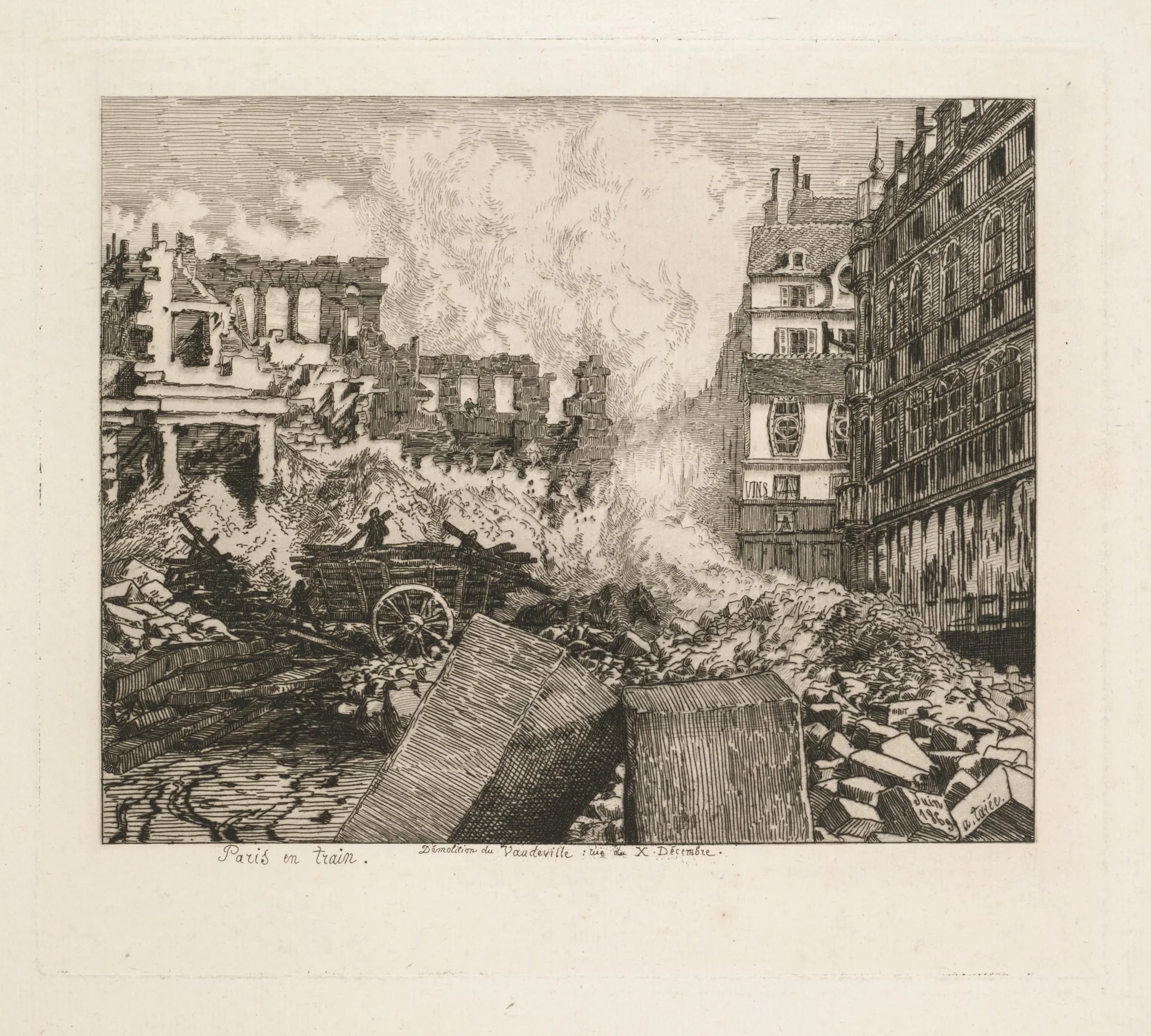 Paris en Train. Démolition du théâtre du Vaudeville: rue du Dix-Decembre