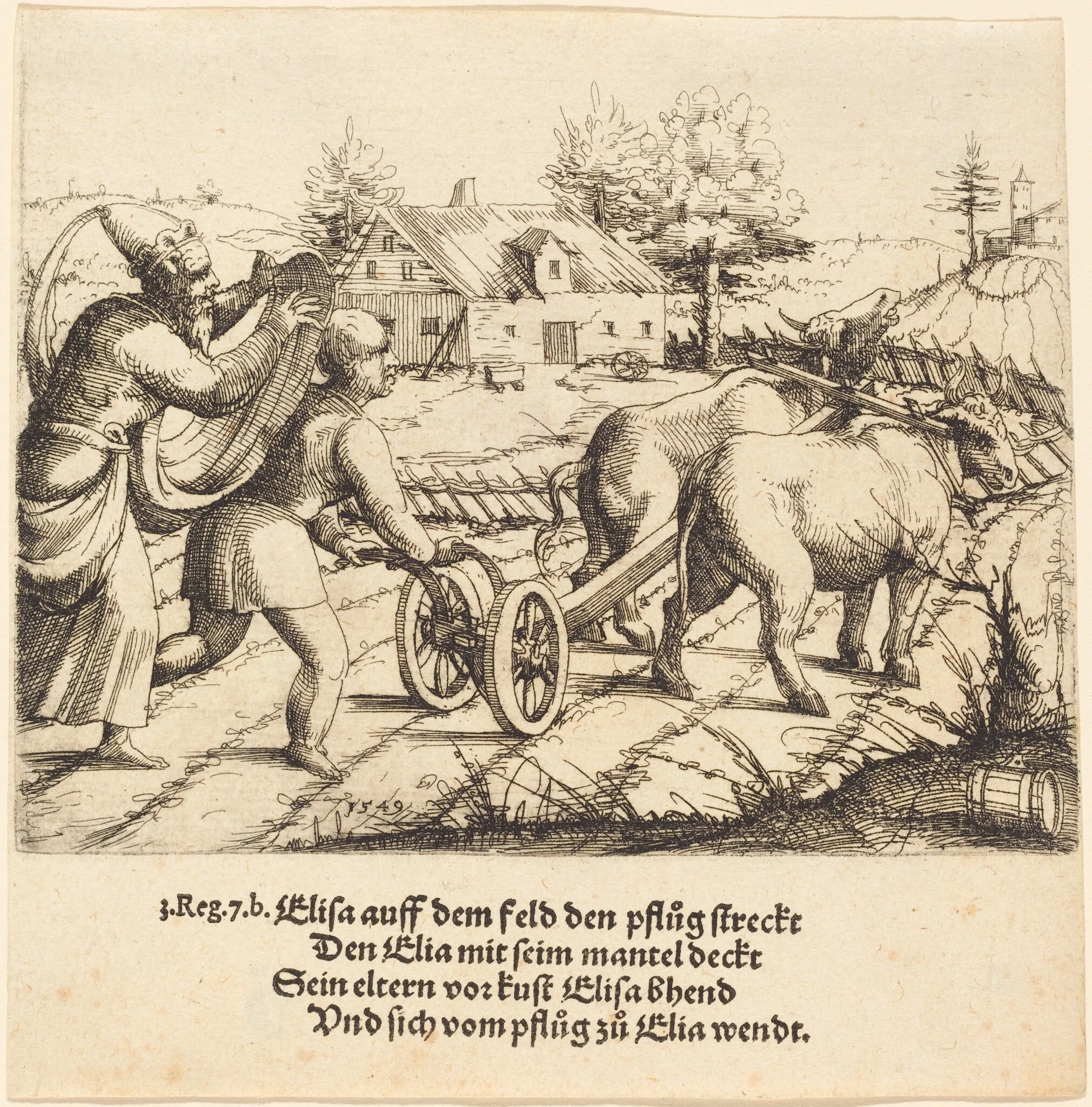 Elijah Anoints Elisha, by Augustin Hirschvogel, ink, 1549