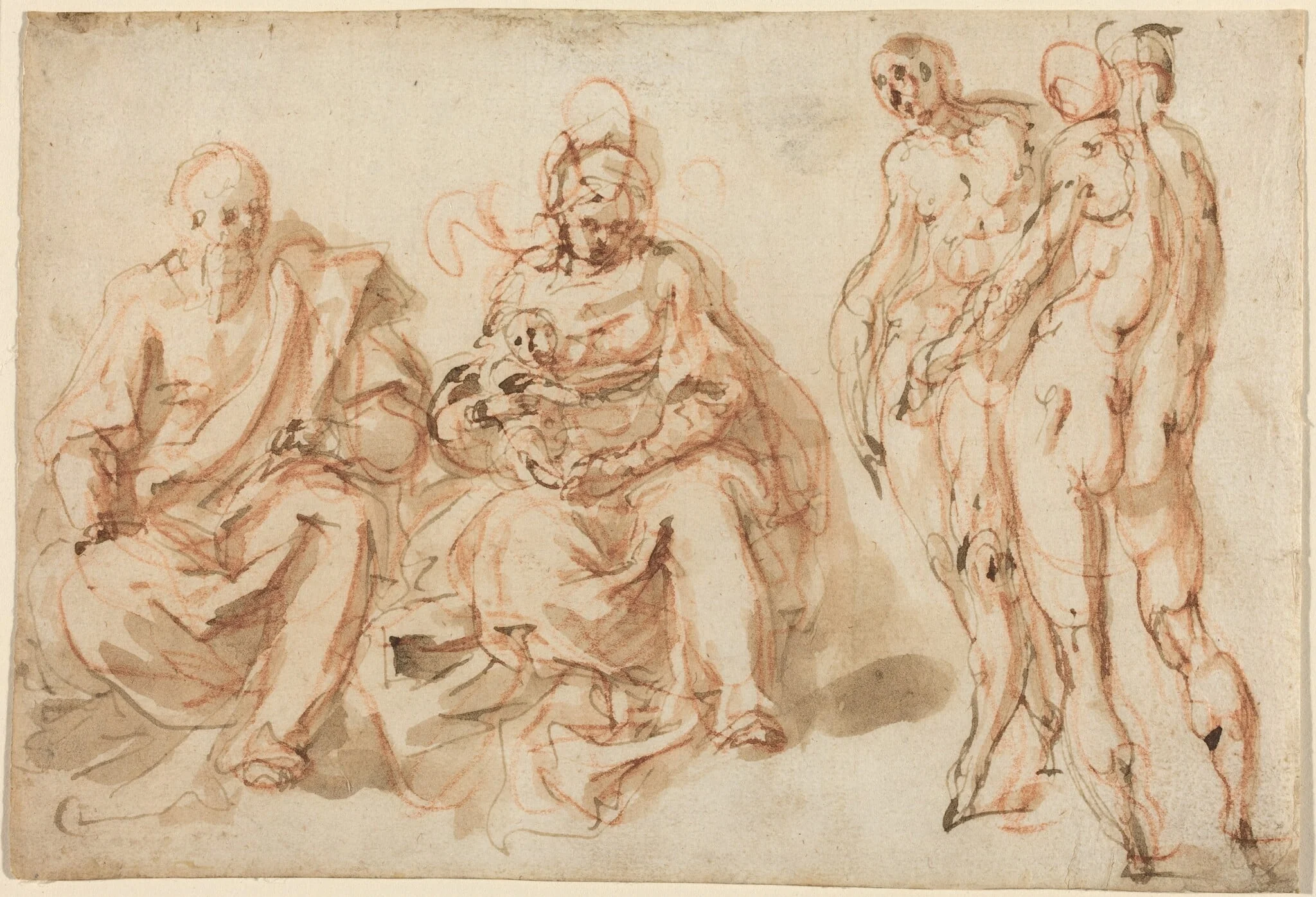 The Adoration of the Shepherds, by Cesare Pollini, ink, 1595