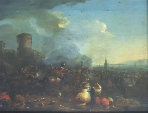 Luptă de cavalerie lângă un castel