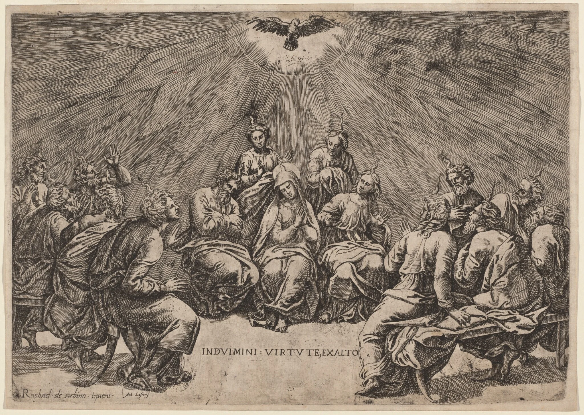 Pentecost, by Gian Jacopo Caraglio, ink, 1530