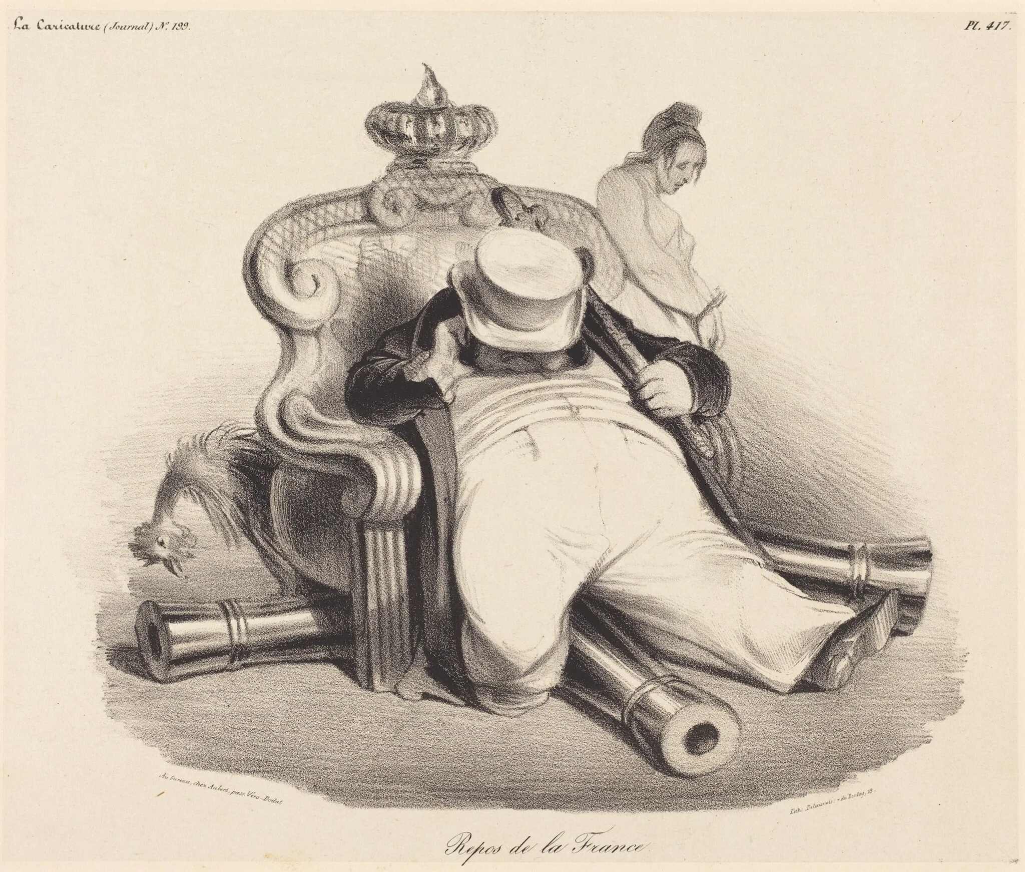 Repos de la France, by Aubert, ink, 1834