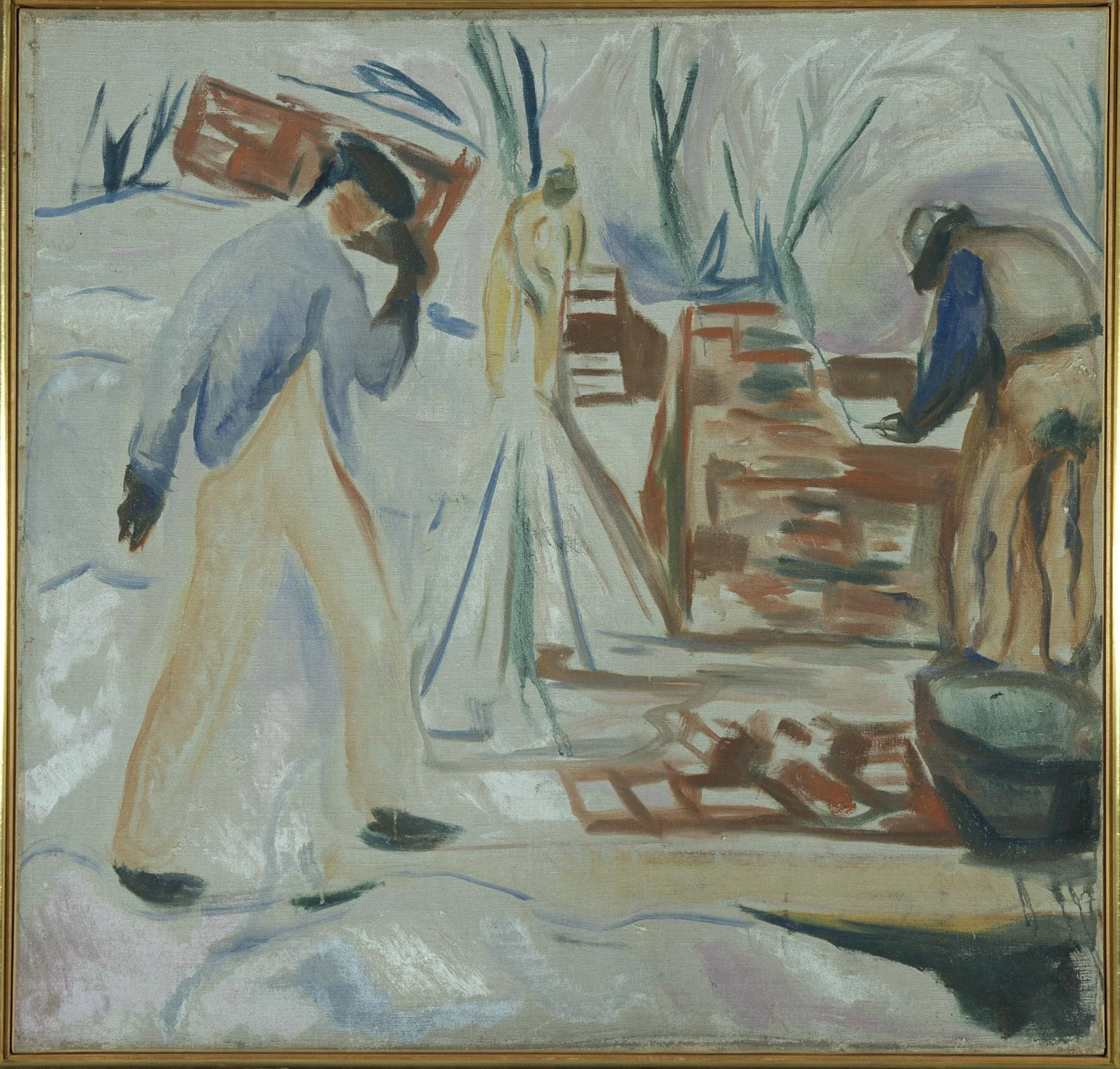 Hodman at Work on the Studio Building, by Edvard Munch, oil, 1920