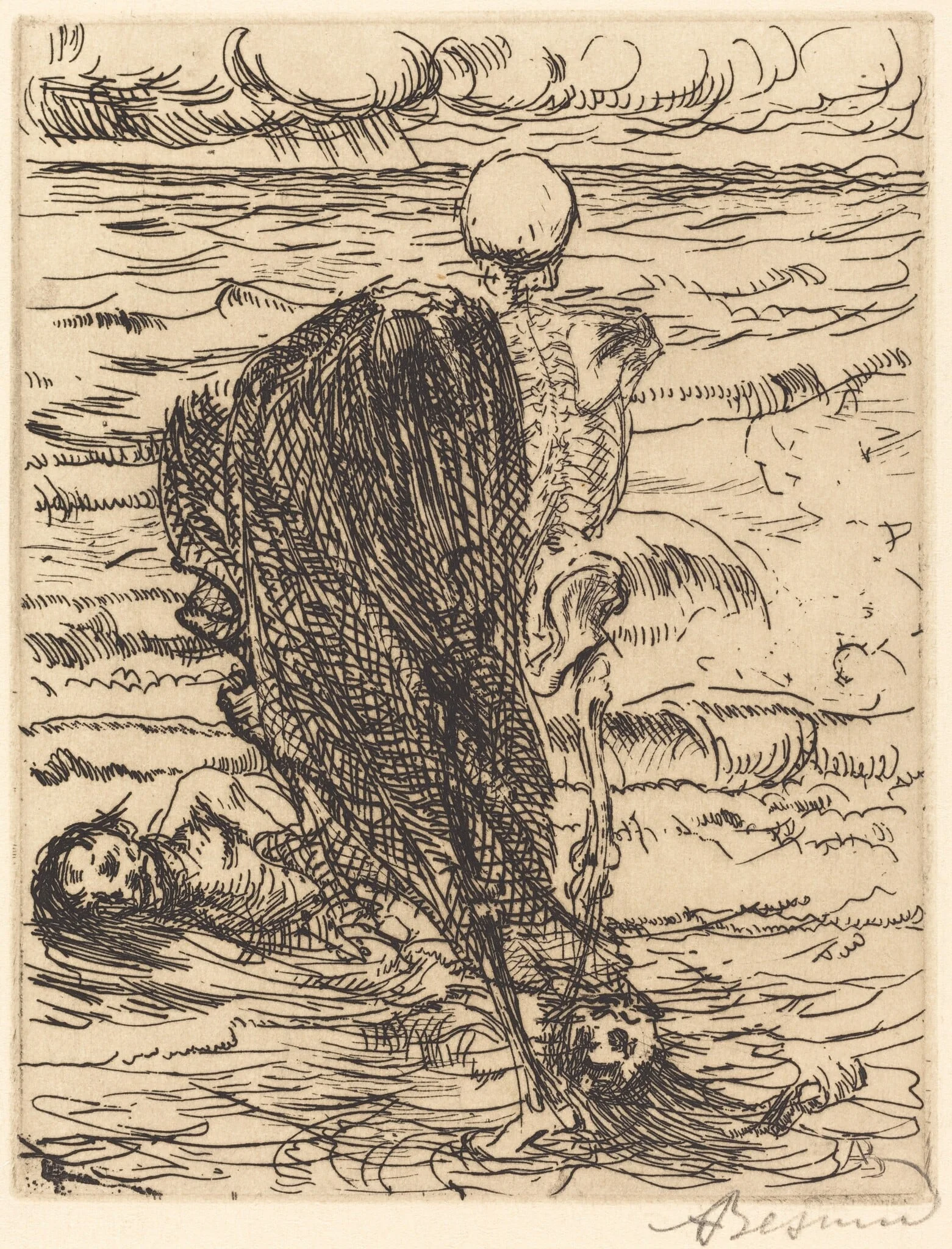 The Haul (Le coup de filet), by Paul-Albert Besnard, ink, 1900